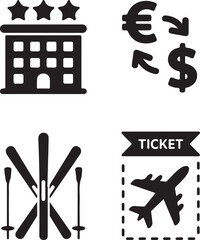 Travel tour related icon currency convert air ticket