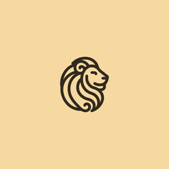 Lion logo in smooth and minimalist line art illustration.