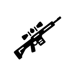 Rifle with scope and bipod icon representing sniper weapon used in tactical combat or sport shooting