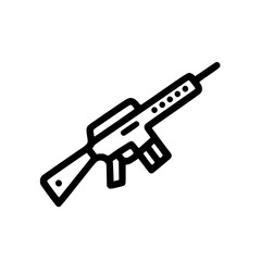 Modern assault rifle icon in black silhouette representing military weapon or shooting game equipment