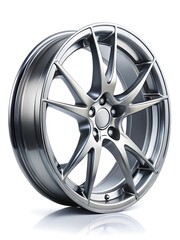 Obraz premium Silver wheel with a black hubcap