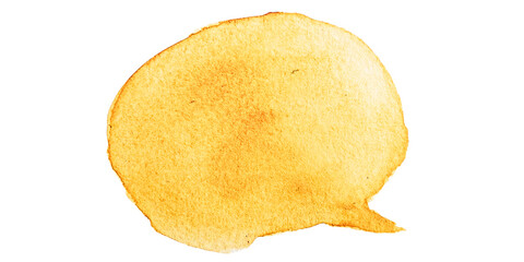 Naklejka premium Yellow watercolours speech bubble isolated on white background for graphic design and communication themes transparent png file