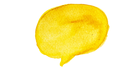 Yellow watercolor speech bubble isolated on white background for creative communication and graphic design purposes  transparent png isolated on white