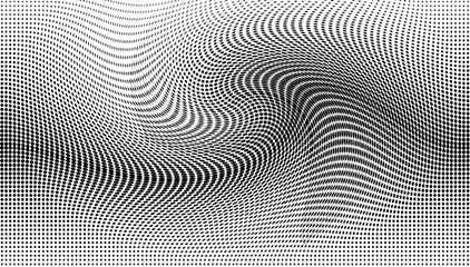 Wavy gradient halftone dots pattern texture background
