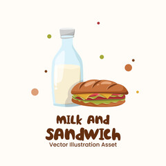 Vector Illustration Milk and Sandwich