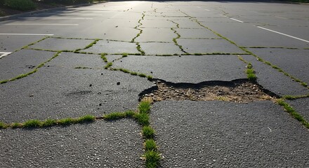 Obraz premium Cracked Concrete Parking Space View