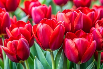 Fototapeta premium Bunch of red flowers with green stems