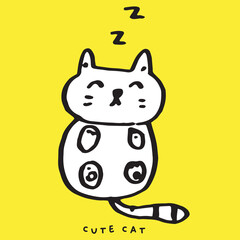 Cute cat doodle vector design,Cat hand drawn doodle cartoon,cat vector illustration, cute animal