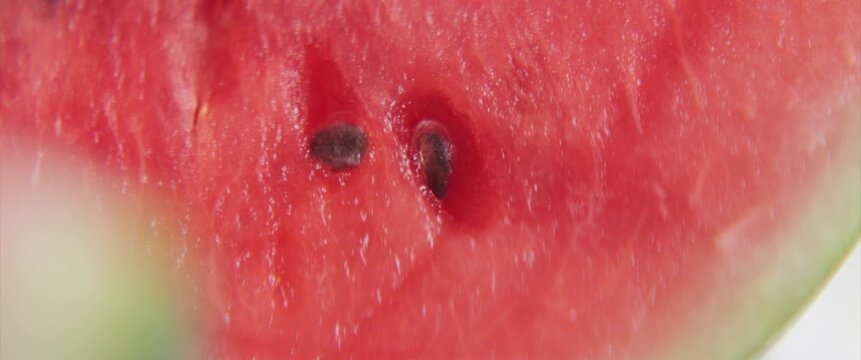 Sliced Citrullus lanatus pars slow sliding 4k scope footage