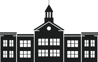 School Building Silhouette &ndash; Classic Vector for Education and Academic Institutions
