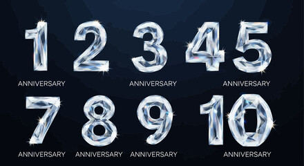 Sparkling diamond number silhouette collection celebrating milestones and anniversaries with brilliant facets and celebratory flair