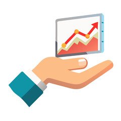 hand-helps-the-red-graph-grow--modern-photo-collag