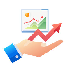 hand-helps-the-red-graph-grow--modern-photo-collag