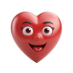 Happy Heart Emoji: A cheerful 3D rendering of a heart-shaped emoticon with a joyful expression.