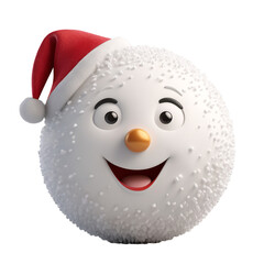 Cheerful Snowman in Santa Hat: A 3D Christmas Icon