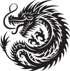Tribal Dragon Tattoo vector  Design black on white background