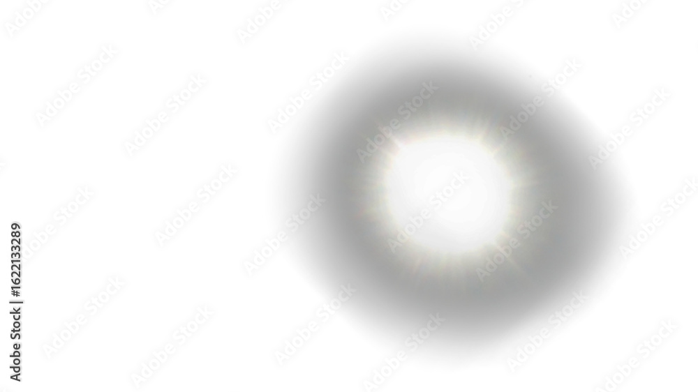 Poster hexagonal light burst with sharp rays and a transparent background, creating a dynamic lens flare fo
