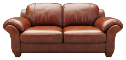 PNG Leather sofa furniture couch brown.