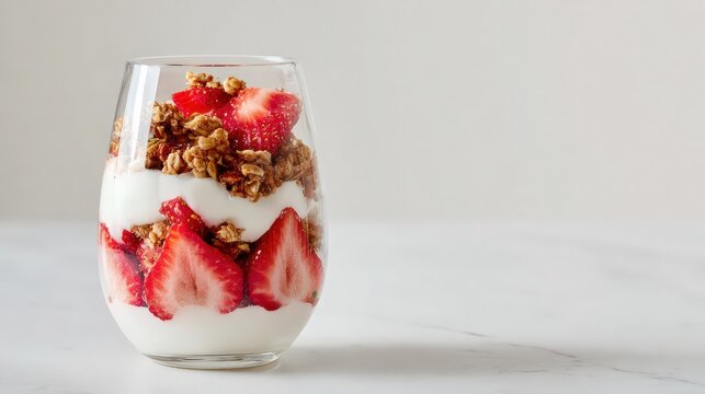 Strawberry yogurt parfait with granola