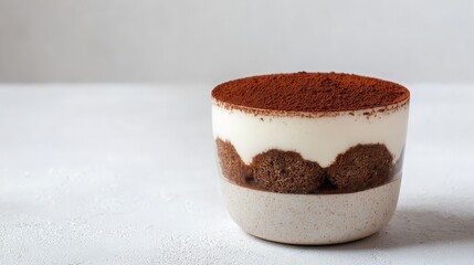 Tiramisu cup with cocoa layers