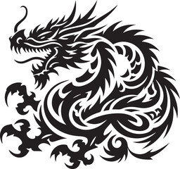 Tribal Dragon Tattoo vector  Design black on white background