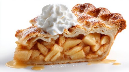 apple pie slice with whipped cream