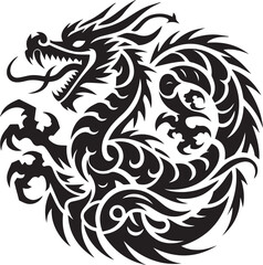 Tribal Dragon Tattoo vector  Design black on white background