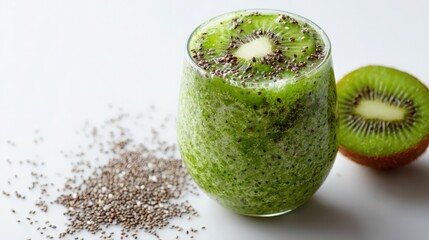 Kiwi smoothie with chia seeds, elegant style