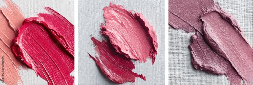 Poster makeup textures resembling artistic paint strokes displayed on a canvas with a minimalist background