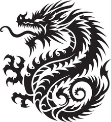 Tribal Dragon Tattoo vector  Design black on white background