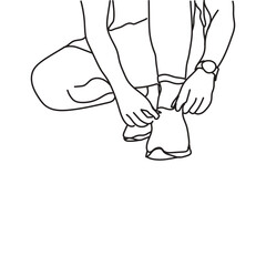 man tying sheo lace for joging, health , good habbits