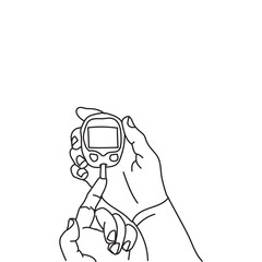 Sugar testing hands line art in vector