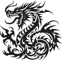 Tribal Dragon Tattoo vector  Design black on white background