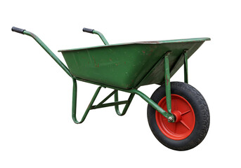 Green Garden Wheelbarrow Isolated