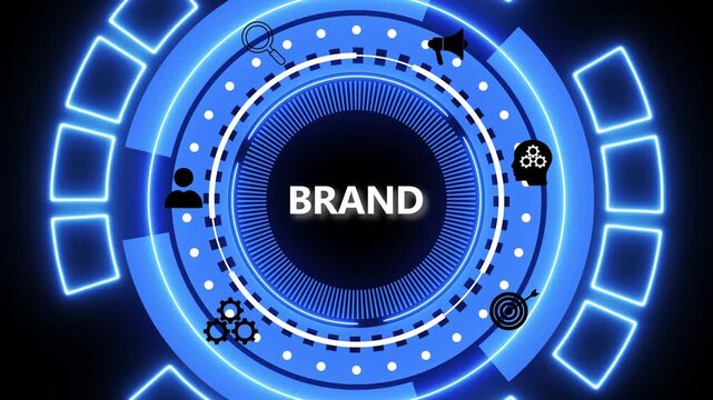 Brand development marketing strategy concept. A brand is a unique identity that distinguishes a company, product, or service through name, logo, design, and reputation,