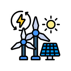 Renewable Energy lineal color icon
