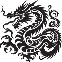 Fototapeta premium Tribal Dragon Tattoo vector Design black on white background