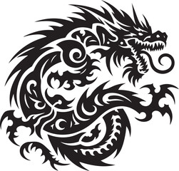 Tribal Dragon Tattoo vector  Design black on white background