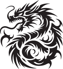 Tribal Dragon Tattoo vector  Design black on white background