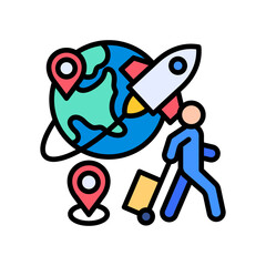 Space Tourism lineal color icon