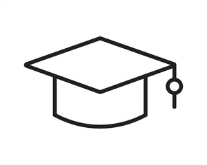 Graduation cap icon black and white. Graduation cap line icon vector illustration set
