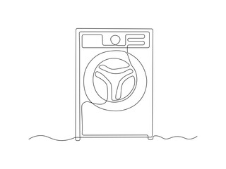 Abstract washing Machine, continuous single one line art hand drawing sketch logo