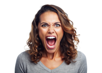 Woman shouting png mockup portrait