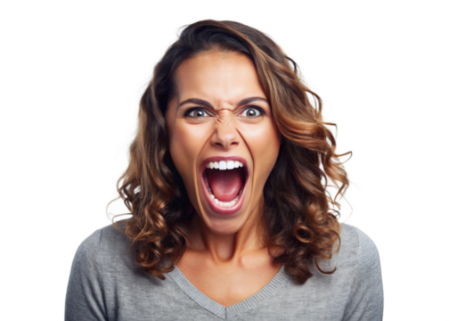 Woman shouting png mockup portrait 