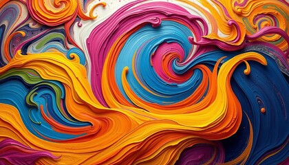 Fototapeta premium Swirling organic shapes, vibrant colors, textured lines, expressive strokes, design, brushstrokes
