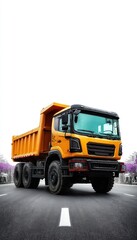 Yellow truck on a road