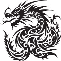 Tribal Dragon Tattoo vector  Design black on white background