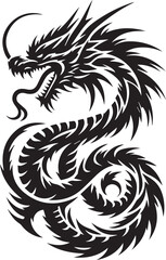 Tribal Dragon Tattoo vector  Design black on white background