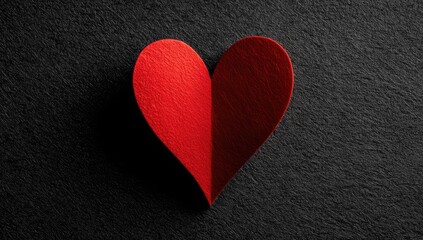 Obraz premium Red paper heart on dark background
