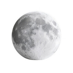 3d illustration of a detailed view of the full moon isolated on a transparent background, showcasing its craters and lunar surface